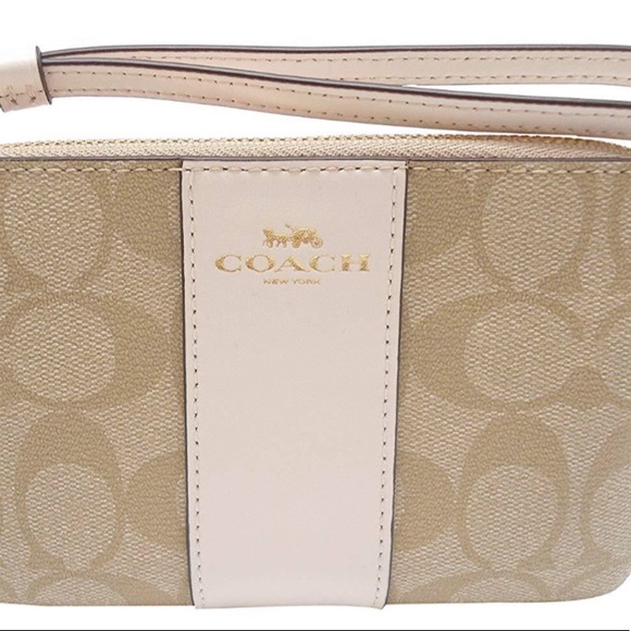 NWT Coach F87591 Double Corner Zip Wallet
Wristlet Canvas Light Khaki Primrose - Picture 4 of 7